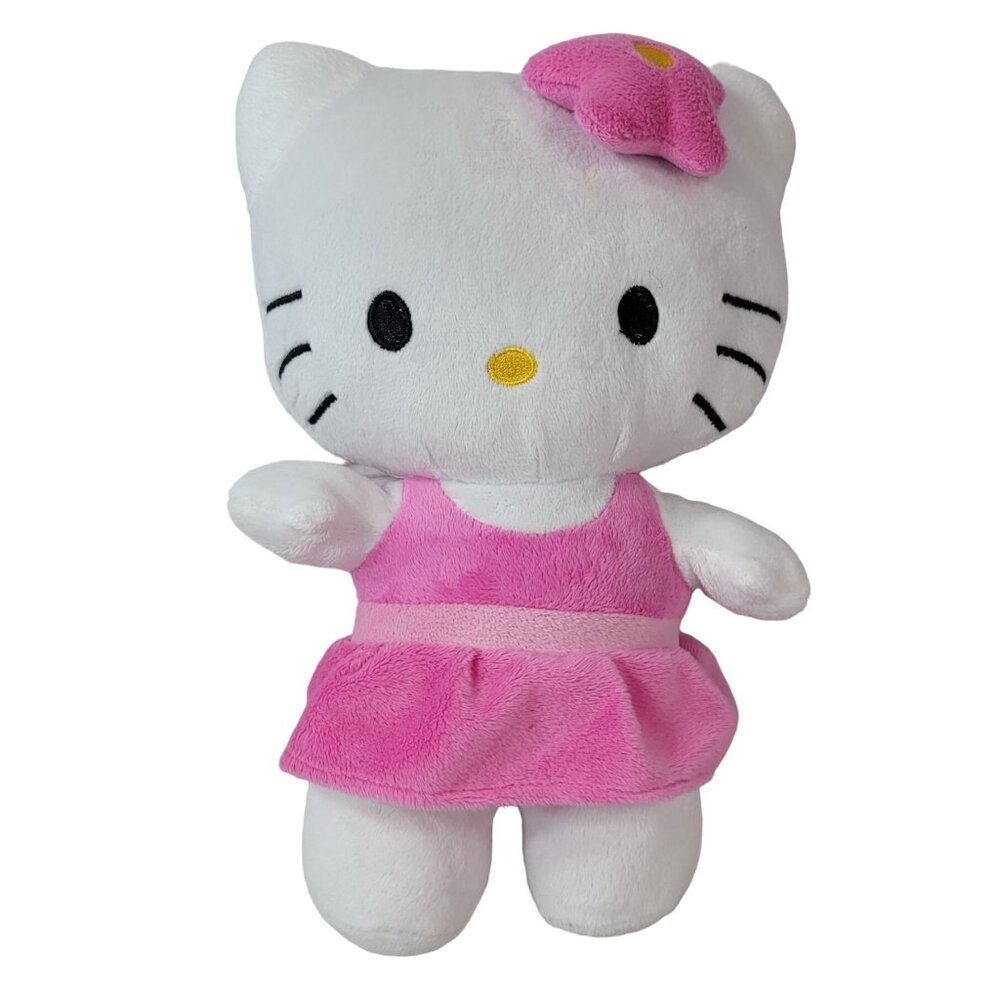 Hello Kitty Soft Doll Plush White 12" Pink Dress Bow Fiesta Stuffed Sanrio 2014